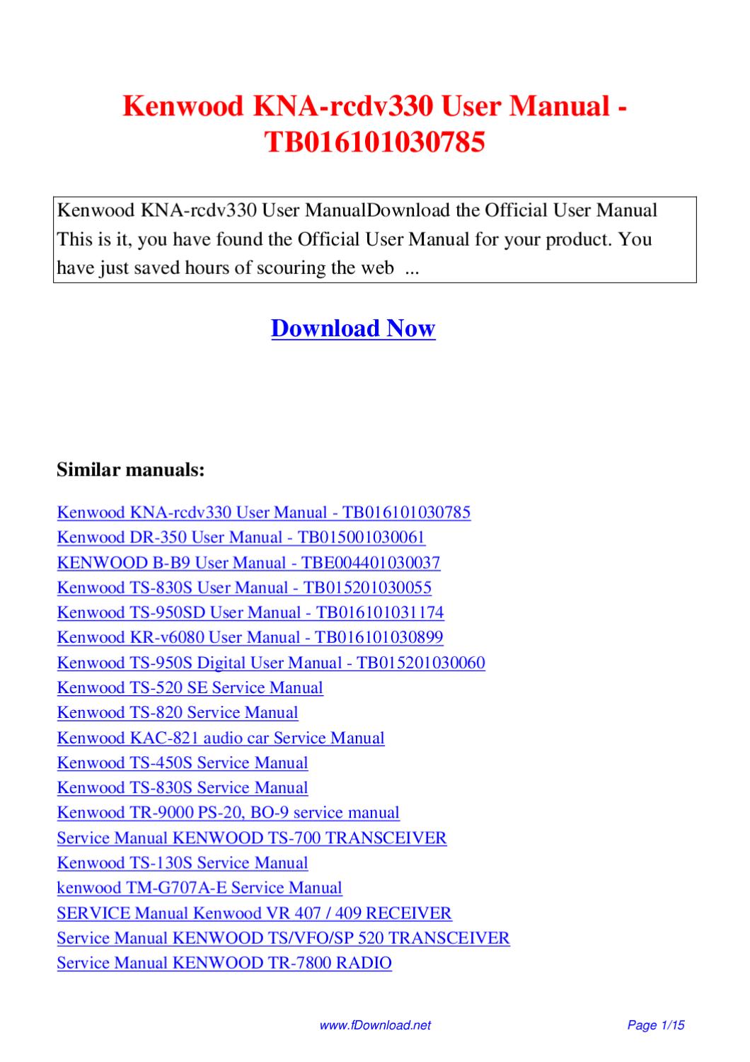 kenwood kdc-u263r user manual
