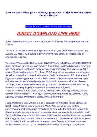 2001 nissan maxima service manual pdf download