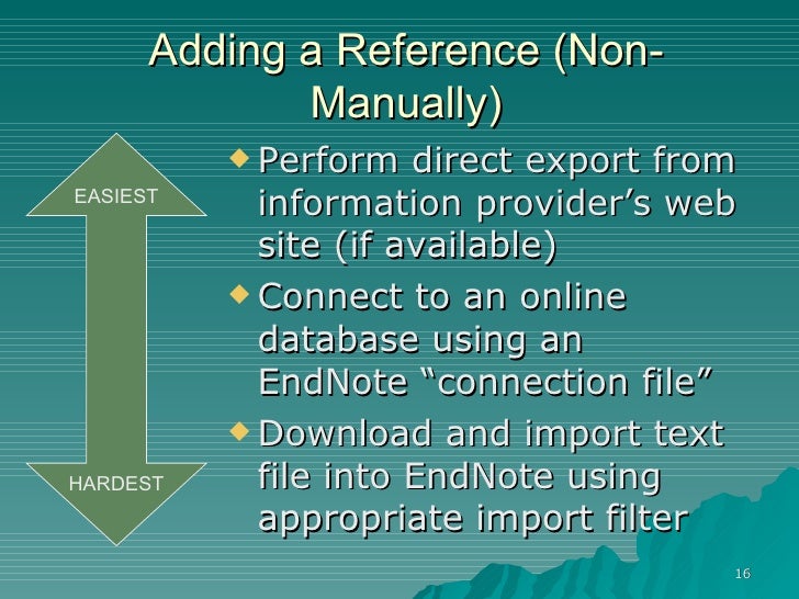 how to save a manually entered endnote reference